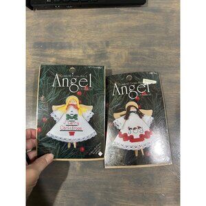 Counted Cross Stitch Angel Christmas Ornaments 2 Clothespin Angels New